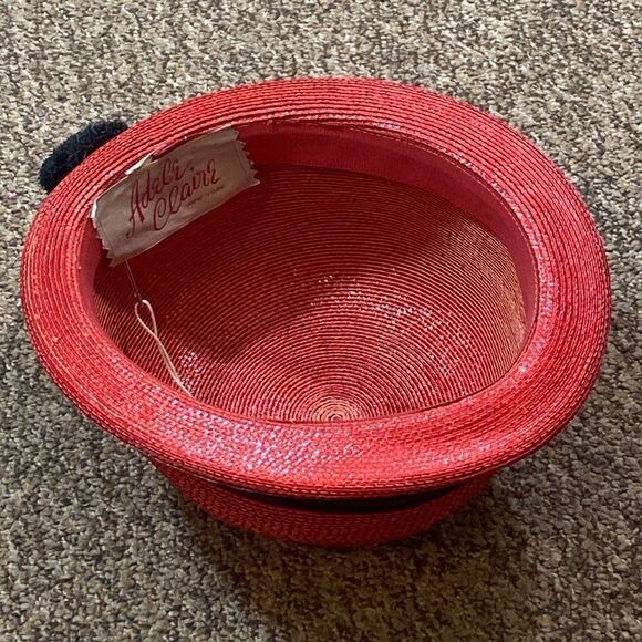 VTG, Adele Claire Made In New York US
Red Straw Hat with Black Band and Pom Pom main image 10